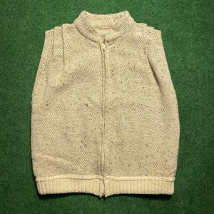 Womens Branigan Weavers Zip-Up Knit Sweater Vest Beige Small